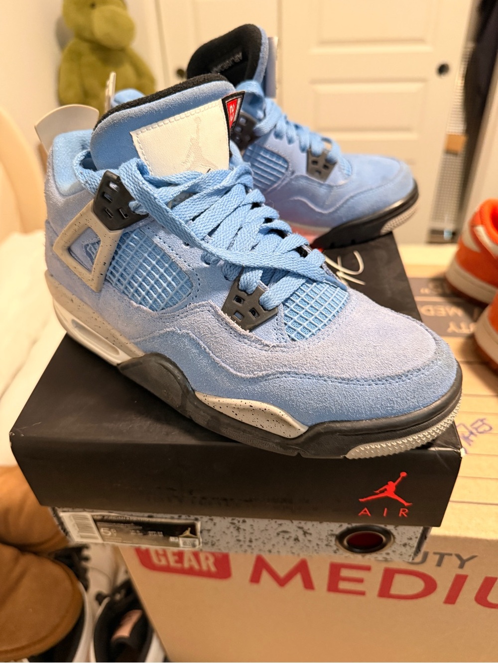 Jordan Kids' Suede Sneakers in Light Blue and Black